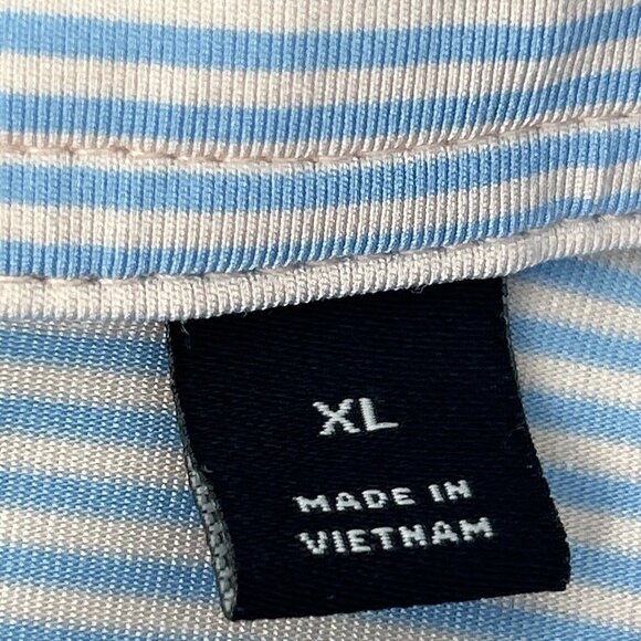 Dunning Shirt Men's XL Blue Pink Stripes Short Sleeve Polo Golf Long Cove Club - Picture 5 of 11